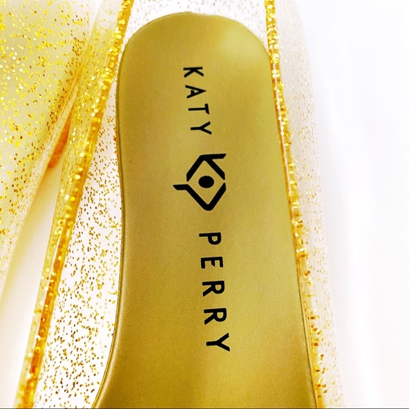 Katy Perry The Princess Gold Glitter Jelly Flats - Picture 4 of 7